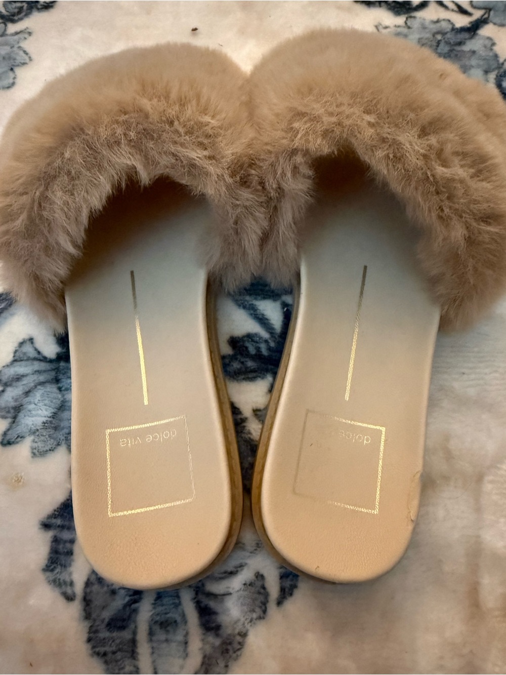 Dolce Vita Tan Faux-Fur Slide Slippers